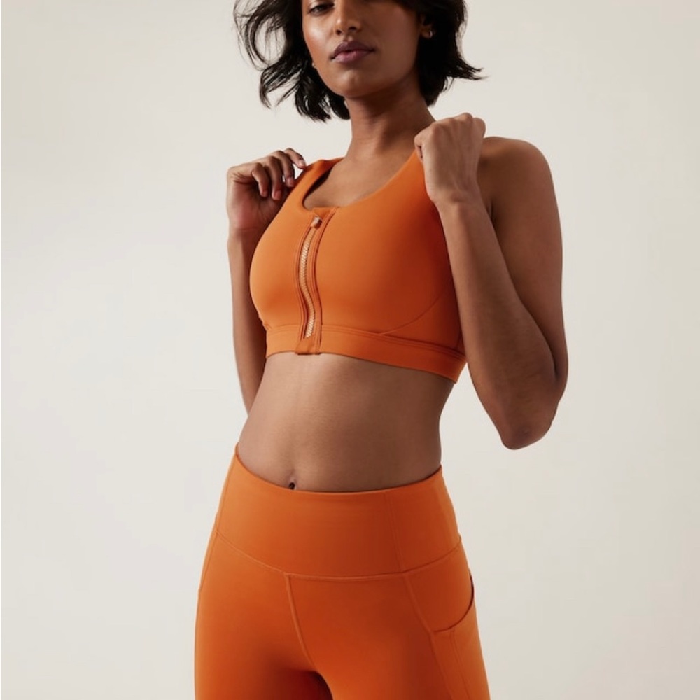Bundle/Set- Athleta Ultimate sports bra and 7/8 running tights in Foliage Orange